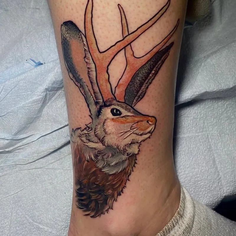 Jackalope tattoo by Elvis Tattoos, Nashville